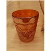 Image 6 : 250.  Carnival glass pitcher and 3 glasses, grape pattern, by Imperial Glass