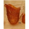 Image 7 : 250.  Carnival glass pitcher and 3 glasses, grape pattern, by Imperial Glass