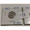 Image 2 : 1943 & 1945 Newfoundland silver 5 cent coins