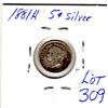 Image 2 : 309 1881 FIVE CENTS SILVER