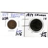 Image 1 : 316 CANADA & USA 1859 ONE CENT COINS