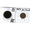 Image 2 : 316 CANADA & USA 1859 ONE CENT COINS