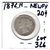 Image 1 : 326 1872H NEWFOUNDLAND 20 CENT PIECE