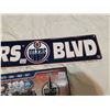 Image 4 : Oilers tin sign 24" X 5" and Oilers clock 14" X 6"