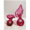 Image 1 : 2 Cranberry glass vases 9" & 5"