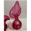 Image 2 : 2 Cranberry glass vases 9" & 5"