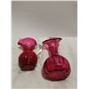 Image 4 : 2 Cranberry glass vases 9" & 5"