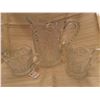 Image 1 : 403.  Cut Glass Pitcher and cream and sugar, arched panels with rosettes and starbursts