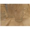 Image 4 : 403.  Cut Glass Pitcher and cream and sugar, arched panels with rosettes and starbursts