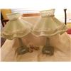 Image 2 : 404.  Pair of green depression glass Boudoir lamps,