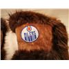 Image 5 : 423.  Moose hide and beaver gauntlets, beaded logo, Edmonton Oilers, lined, 16” long