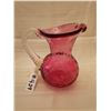 Image 1 : 429.  Fenton, Cranberry pitcher, “Diamond Optic”, 1940’s