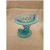 Image 4 : 430.  Fenton opalescent candy dish and blue “Hobnail” shoe
