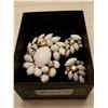 Image 1 : 442.  White thermaset and rhinestone broach, and clip earrings, 1950’s