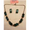 Image 1 : 443.  Teal blue thermaset necklace and earrings, 1950’s