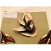 Image 3 : 445.  Copper and rhinestone Flared Leaf broach and earring set