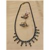 Image 1 : 447.  Blue rhinestone necklace with screw back earrings
