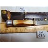 Image 3 : 536 VINTAGE SHEFFIELD VENTURE H.M. SLATER BUCKHORN HANDLE SMALL LEATHER CASED KNIFE