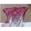 Image 2 : Thick glass cranberry vase, 7" X7", signed Val St Lambert