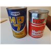 Image 2 : 606  TWO VINTAGE FULL HD 7 OIL TINS, QUART & LITER SIZE