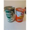 Image 1 : 607 QUAKER STATE FULL OUTBOARD MOTOR OIL TIN & 1 LITER GULF 10/30 FULL CONTAINER