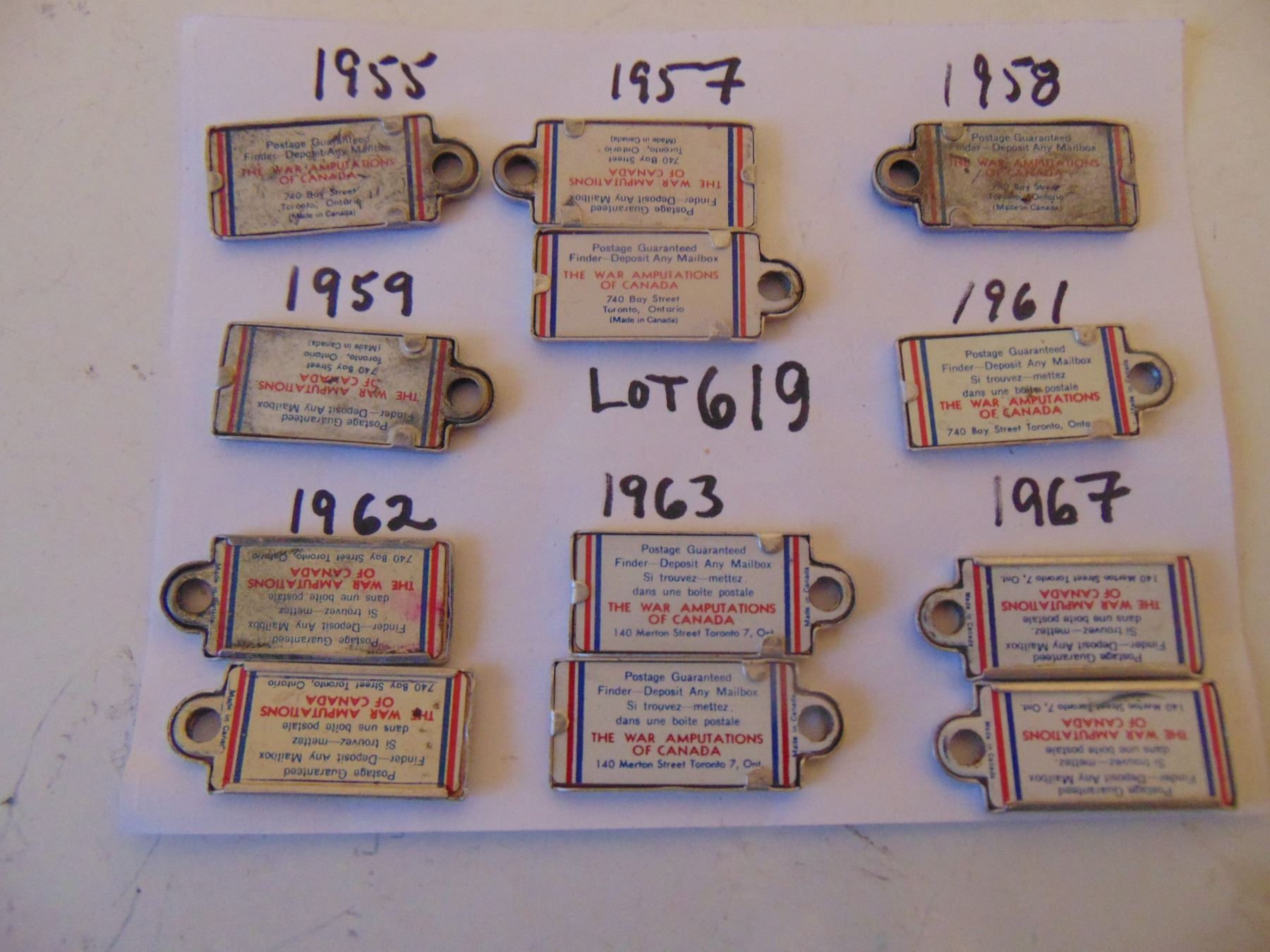 619 12 VINTAGE WAR AMP KEY TAGS FARM AND TRUCK BETWEEN 1955 & 1967 ...