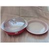 Image 1 : Pyrex Sunset Rose casserole with lid and pie plate