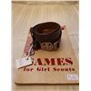 Image 1 : Girl Guide Leather belt, size 36, and Games for Girl Scouts, 1949