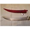 Image 3 : Knife in red leather sheath, 10 ¼” blade, unmarked