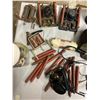 Image 4 : Large lot telephone batteries, boxes, resistors, head set, phone, etc
