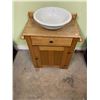Image 1 : Oak wash stand & basin 30"T X 18"W X 15"D