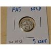Image 2 : 1941 & 1945 Newfoundland silver 5 cent coins