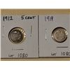 Image 1 : 1912 & 1914 Silver 5 cent coins