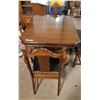 Image 2 : 1939 Vintage Walnut Dining Room Table & 6 Chairs With Scissor Leaf