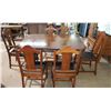 Image 3 : 1939 Vintage Walnut Dining Room Table & 6 Chairs With Scissor Leaf
