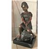 Image 1 : Adolf Sehring Bronze Statue, Sitting Girl, Limited Edition, 7" x 7" x 14" Tall