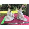 Image 1 : Porcelain Geisha Figurines, Genuine 24 KT Gold Accents,  8''x4''x10.5''