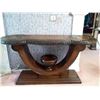 Image 1 : High-End Custom Console Table, Exotic Wood Inlaid with Ostrich Hide 45'' x 20'' x 32'' H