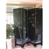 Image 2 : Four-Panel Antique Black Lacquer Shoji Screen, Hand-Painted w/ Silver Leaf Accents