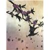 Image 8 : Four-Panel Antique Black Lacquer Shoji Screen, Hand-Painted w/ Silver Leaf Accents