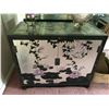 Image 1 : Asian Antique Black Lacquer Cabinet Handpainted w/ Silver Leaf Accents 36'' x 18'' x 31''