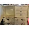 Image 2 : Mid-Century Asian Dresser w/ Ornate Engraved Door Pulls & Hinges, Hand-Painted Scenes 42'' x 48'' x 