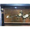 Image 2 : RARE Mid-Century Black Lacquer Asian Dresser w/ Hand-Painted Accents & Genuine Gold Leaf 40'' x 20''
