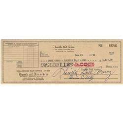 Lucille Ball Signed Check.