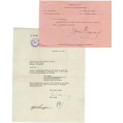 Jack Benny and James Cagney Signed Letter.