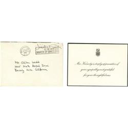 Thank You Card From Jackie Kennedy to Clifton Webb.