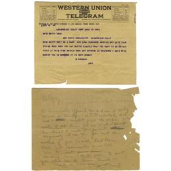 Telegram and Letter by Mabel Normand.