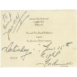 Basil Rathbone Dinner Invitation.