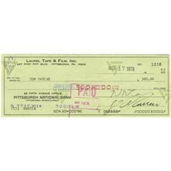 George Romero Signed Check and Tom Savini Signed Poster