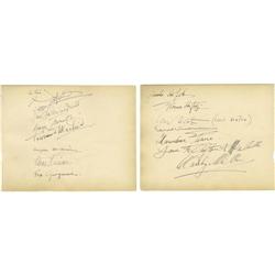 Two Signed Pages from Clifton Webb's Guest Book, Includ